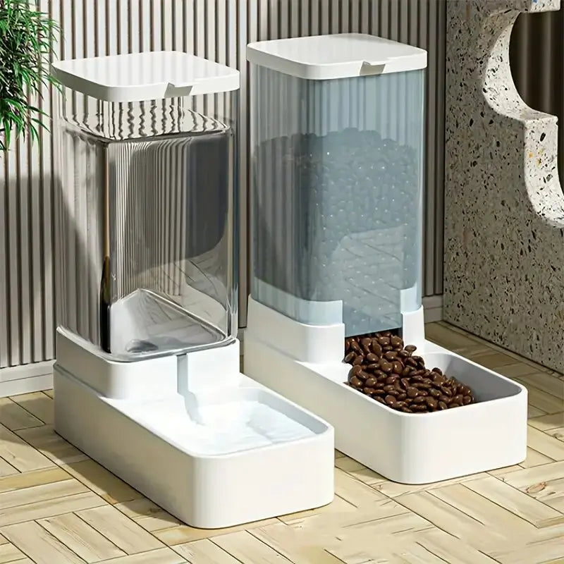 Automatic Dog Feeder & Water Dispenser Set - 1Pc/2Pcs Plastic Gravity System for Hassle-Free Pet Care